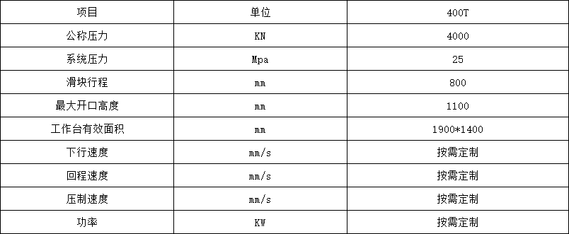 400噸複合闆材多層熱壓機技術參數